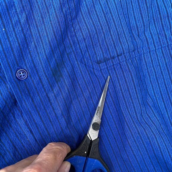 Vintage Levis Men Shirt Large Silver Label Long Sleeve Button Up Pinstriped Blue - Picture 8 of 11